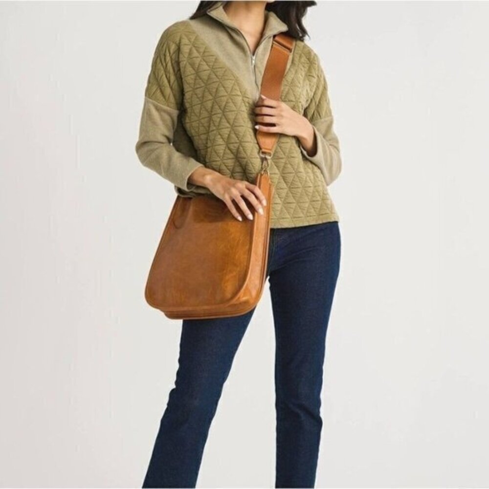 Stitch Fix THML Green 1/4 Zip Quilted Pullover Sweatshirt Size Medium